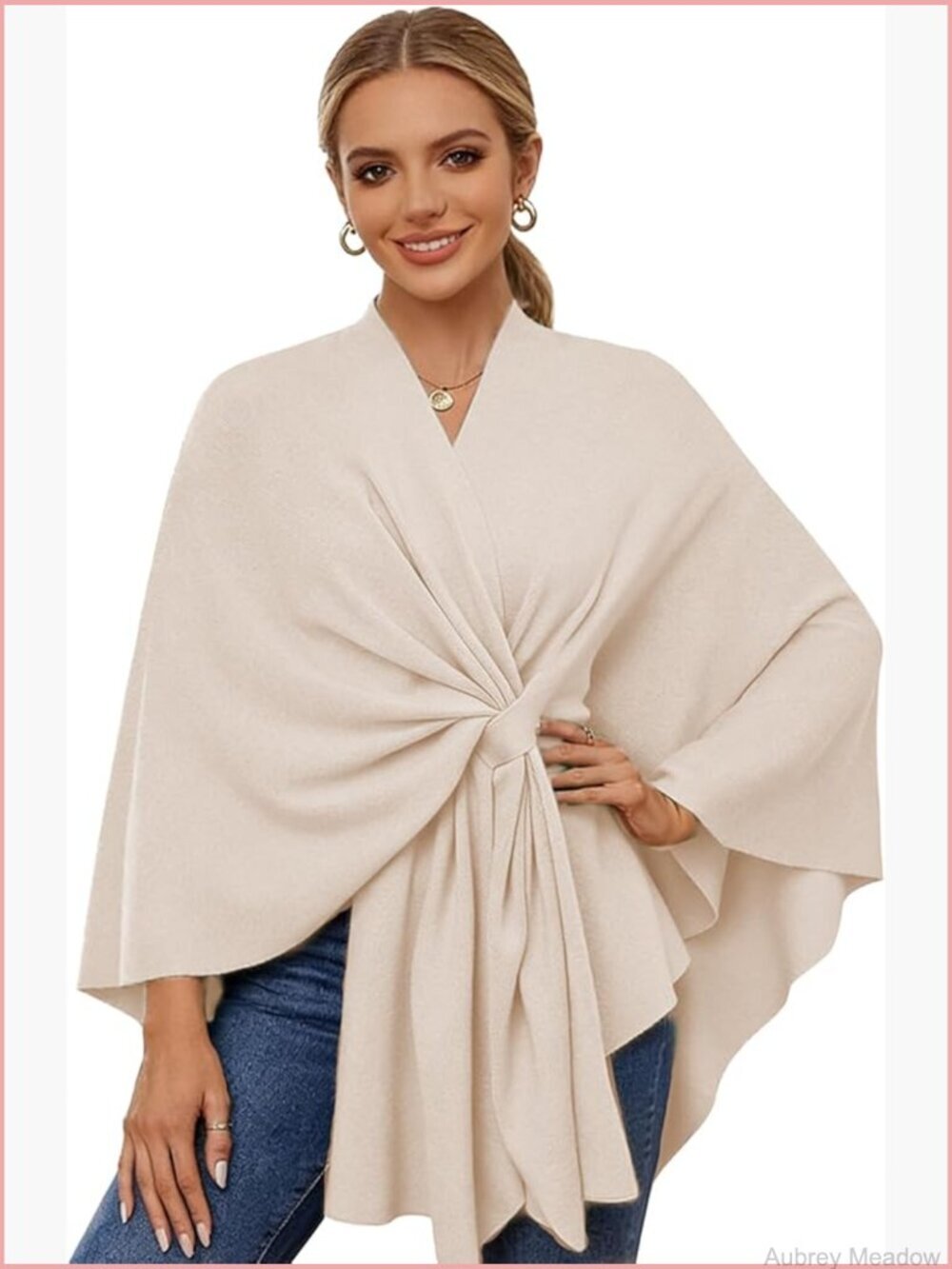 Oversize Open Front Poncho Cardigan Shawl Wrap for Women